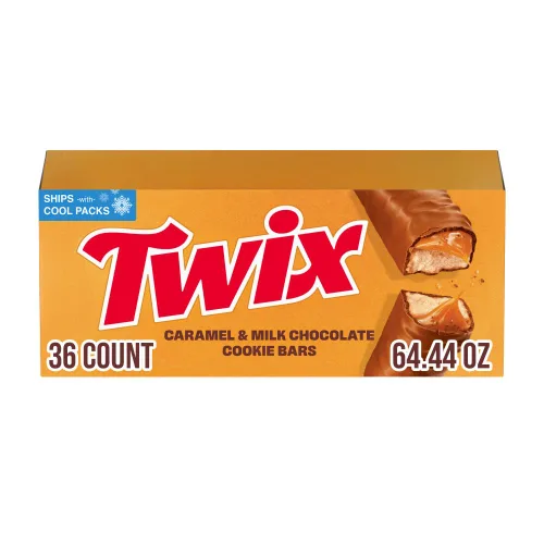 TWIX Dulces de Chocolate a Granel Envueltos Individualmente, Tamaño Completo, Barra de Dulce de Chocolate con Galleta y Caramelo, Perfecta para