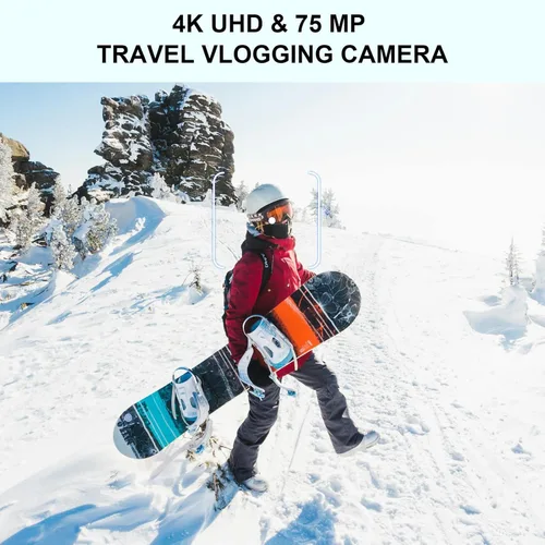 Miniatura 3 de Yatao Cámaras para Fotografía y Vlogging, Cámara Digital 4K de 75 Megapíxeles con Pantalla Táctil Giratoria, Zoom Óptico 10X, WiFi, Tarjeta TF