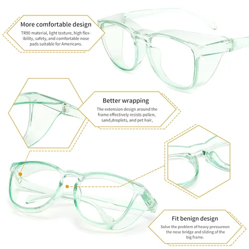 Miniatura 4 de Alsenor Gafas de seguridad antiniebla, gafas protectoras con bloqueo de luz azul, antipolvo, protección UV, para hombres y mujeres (jade)