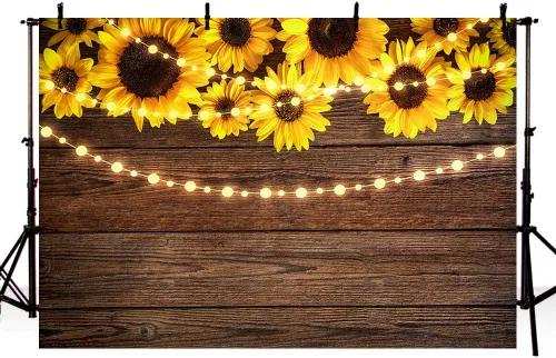 Telones de fondo de madera de girasol de 7 x 5 pies para fotografía, rústico, inauguración de la casa, baby shower, cumpleaños, verano, boda, tira