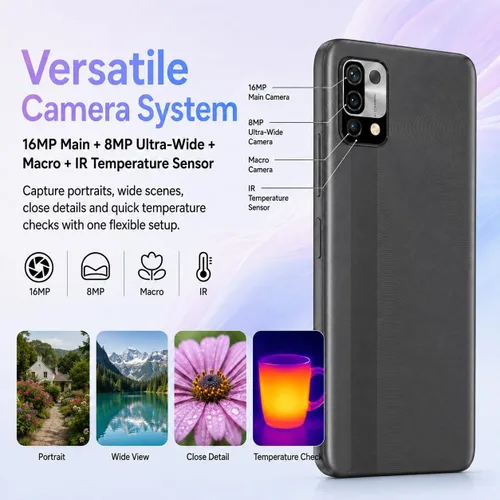 Miniatura 8 de UMIDIGI Teléfono celular desbloqueado, Power 5 Smartphone 4+128GB, Helio G25 Octa-Core 6150mAh, 6.53 teléfonos con pantalla HD con cámara