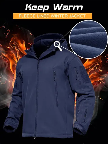 Miniatura 4 de MAGCOMSEN - Chaqueta táctica con capucha para hombre, impermeable, suave, abrigo de invierno