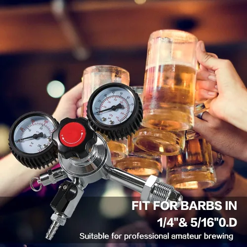 Miniatura 5 de LUCKEG Regulador de cerveza de nitrógeno CGA580, regulador de presión de aire de gas de doble calibre con presión de suministro de 0-100 PSI