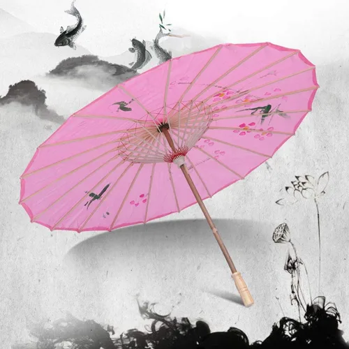 Miniatura 5 de HEALLILY Paraguas japonés chino de papel al óleo, sombrilla para bailar Umberlla, accesorios de fotografía para adultos o niños (rosa)