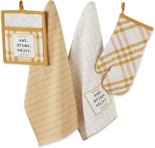 Miniatura 17 de DII Home Sweet Farmhouse Kitchen Collection, manoplas de horno, juego de toallas de cocina, color rojo granero, 4