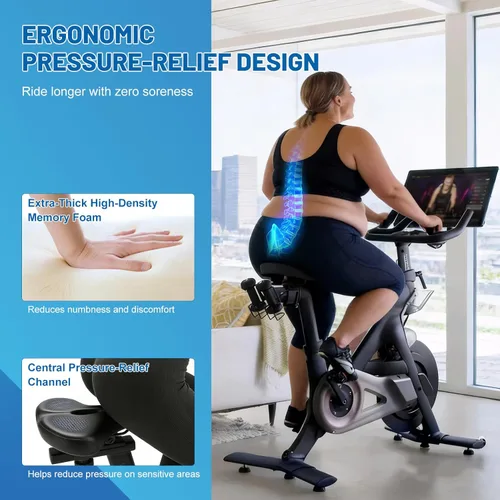 Miniatura 2 de APECYC - Asiento de bicicleta extra ancho y cómodo para mujeres y hombres Ergonomic Memory Foam, Relieve Sit Bone and Tailbone Pressure, Ideal for
