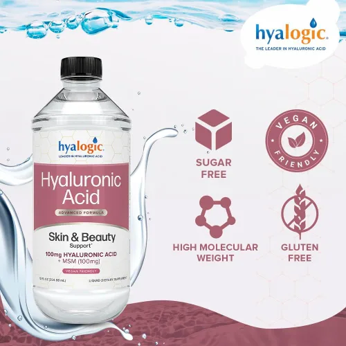 Miniatura 5 de Hyalogic Suplemento líquido de ácido hialurónico – Apoyo ingestible para la piel con 100 mg de HA y 100 mg de MSM – Hidratación natural