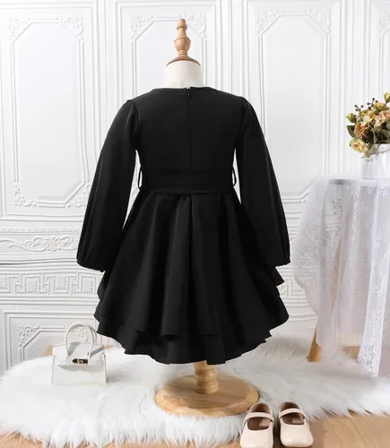 Miniatura 2 de Vestido elegante de manga larga para niñas con cremallera 4-13 años