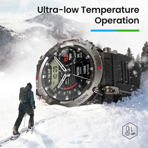 Miniatura 8 de Amazfit T-Rex - Reloj ultra inteligente de 1.77 pulgadas para hombre, batería de 20 días, apnea de 98.4 ft, GPS de doble banda, resistente al barro