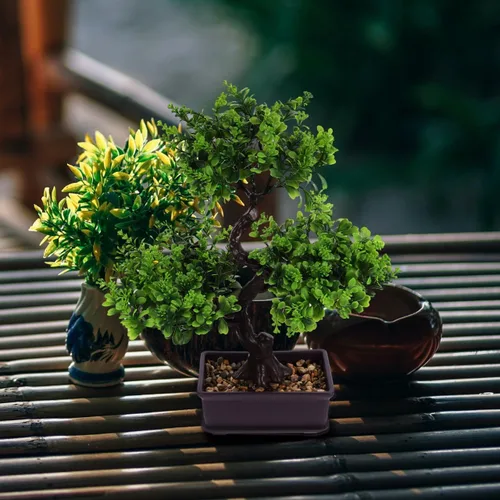 Miniatura 2 de Generic Bonsái artificial en maceta de imitación para interiores, decoración de interior, bonsái para hogar, oficina, jardín, escritorio, ornamento