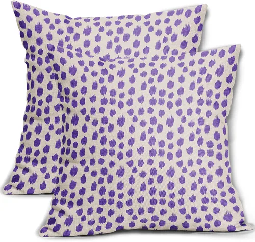 Miniatura 100 de Fundas de almohada marrón y blancas de 18 x 18 pulgadas, juego de 2 almohadas boho grises con lunares, fundas de almohada modernas estampadas