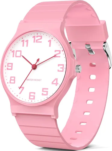 Miniatura 17 de Reloj analógico para niños y niñas, resistente al agua hasta 30M, reloj deportivo para niños, fácil de leer, con esfera fina, correa suave