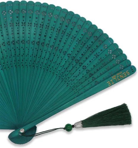 Miniatura 5 de Abanicos de mano plegables, ventilador de mano de bambú tradicional chino/japonés hecho a mano con una bolsa, regalo oriental para hombres/mujeres