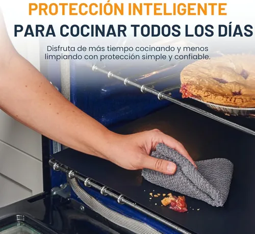 Miniatura 8 de Revestimientos para horno para la parte inferior del horno - Paquete de 2 alfombrillas grandes y resistentes, 17 x 25 pulgadas, antiadherentes, Negro