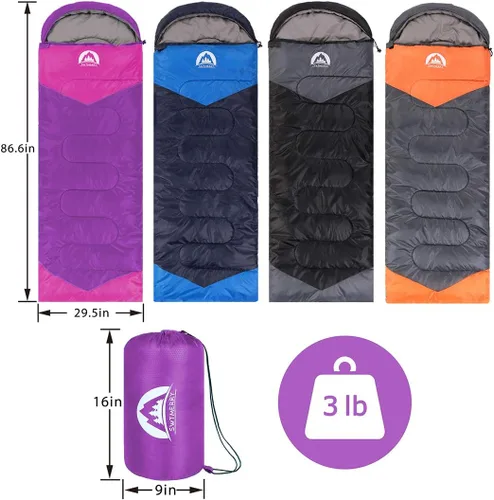 Miniatura 2 de SWTMERRY Saco de dormir para 3 estaciones (verano, primavera, otoño) clima cálido y fresco, ligero, impermeable, para uso en interiores y Púrpura