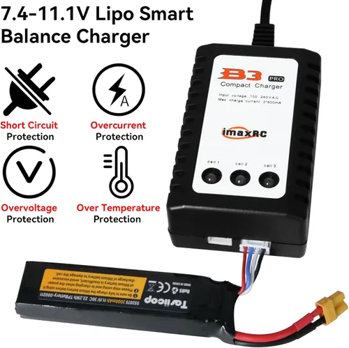 Miniatura 5 de B3 Cargador de Batería Lipo - 2S 3S RC Cargadores de Equilibrio AC 7.4-11.1V 10W con Enchufe XH3P XH4P para Baterías de Coche RC Drone Barco Avión