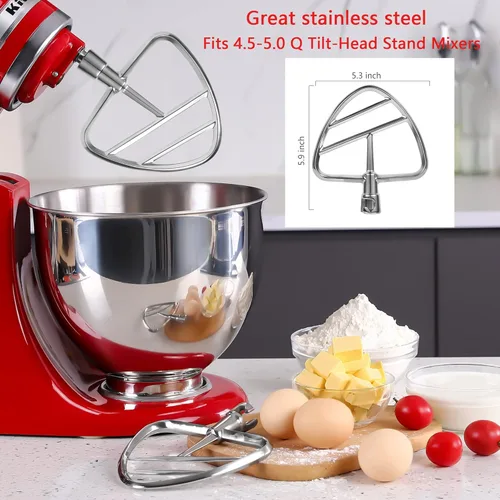 Miniatura 4 de RAFBAR Cuchilla batidora para mezclador Kitchenaid con cabezal inclinable de 4.5 a 5.0 cuartos de galón, acero inoxidable apto para lavavajillas