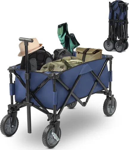 Carro plegable, playa con ruedas grandes para arena, carrito de comestibles, ruedas todo terreno, comestibles de jardín para compras, picnic en el
