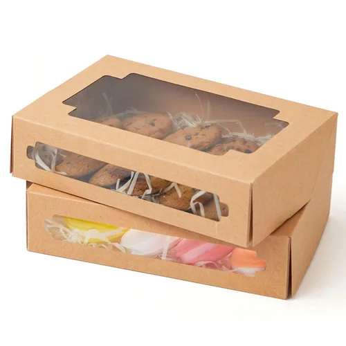 Miniatura 10 de qiqee 36 paquetes de cajas de galletas autopop para regalo de 8 x 5.3 x 2 pulgadas, caja plegable blanca de un segundo con ventana para panadería