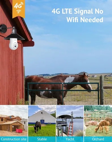 Miniatura 4 de LaView Cámara de seguridad con bombilla celular 4G LTE, cámaras de seguridad de 360° 2K inalámbricas para exteriores e interiores, 4MP a todo