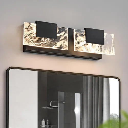 Miniatura 10 de Luz LED para Tocador de Baño: Accesorios de Iluminación Modernos de Acrílico en Dorado Cepillado de 16 pulgadas - 2 Luces Contemporáneas de Acabado