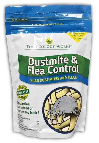 The Ecology Works - Polvo para control de ácaros y pulgas (2 libras) - Elimina ácaros del polvo, pulgas y reduce las alergias, fórmula