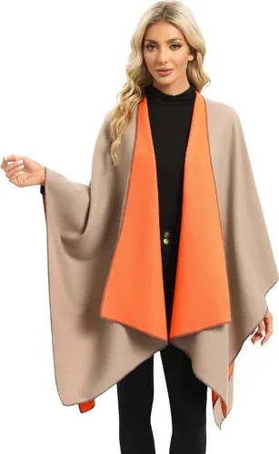 Miniatura 10 de Femdouce Manta cálida para mujer, ligera, con frente abierto, capa tipo poncho para primavera, otoño e invierno