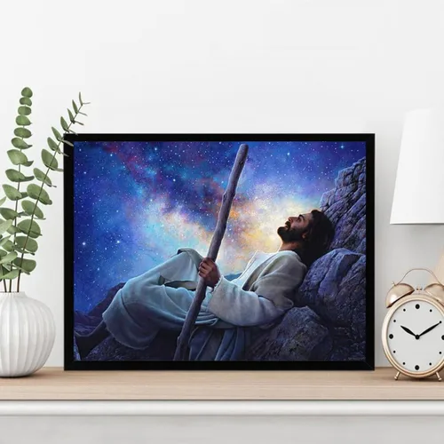 Miniatura 2 de UPABLUNSO Kit de pintura de diamantes de Jesús con cielo estrellado de Jesús, kit de pintura de diamante redondo completo 5D, pintura de diamantes