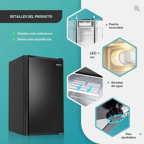 Miniatura 5 de EUHOMY Mini Refrigerador de 3.2 Pies Cúbicos con Congelador, Refrigerador Compacto de Una Sola Puerta, Termostato Ajustable, Mini Refrigerador