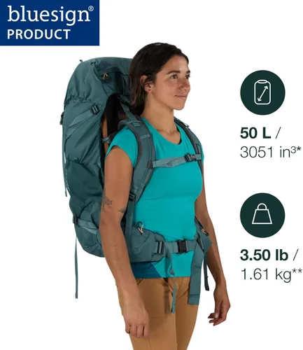 Miniatura 2 de Osprey Renn 50L - Mochila de senderismo para mujer, Azul Cascada/Naranja Melón Cascada Azul/Melón Naranja