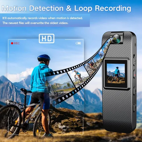 Miniatura 3 de Mini cámara corporal HD 1080P grabadora de video portátil, pequeña cámara de seguridad con tarjeta SD de 32 GB, visión nocturna, pantalla de 1.3