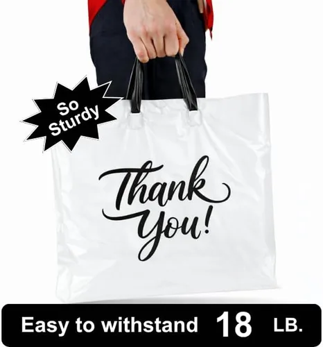 Miniatura 4 de Infinite Pack Bolsas grandes de mercancía de agradecimiento con asa de lazo, bolsa de boutique brillante, refuerzo inferior de 3 pulgadas y 3 mil