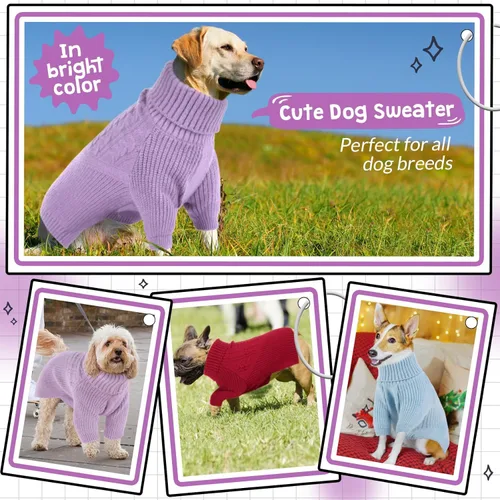 Miniatura 5 de Queenmore Suéter para perro, suéter para cachorros para perros pequeños, suéteres cálidos de invierno y otoño para perros, niñas y niños, suéter