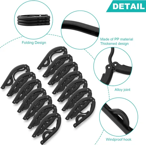 Miniatura 3 de 24 perchas de viaje, perchas plegables portátiles, color negro, antideslizante, estante de secado de ropa plegable para viajes y hogar