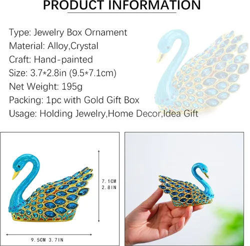Miniatura 5 de YU FENG Caja de joyería de animales de cisne azul 2pcs
