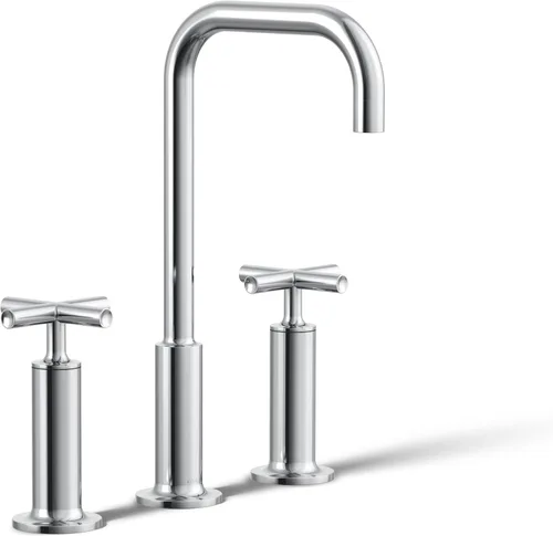 Miniatura 39 de KOHLER K-14408-4-2MB Purist - Grifo de lavabo de baño generalizado, 3 agujeros, manijas de palanca alta generalizadas y boquilla de cuello de cisne