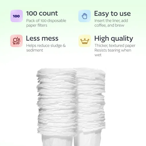 Miniatura 3 de 100 filtros desechables K Cup para Keurig reutilizables K, forros de papel de café para cápsulas recargables, café más suave, menos sedimentos