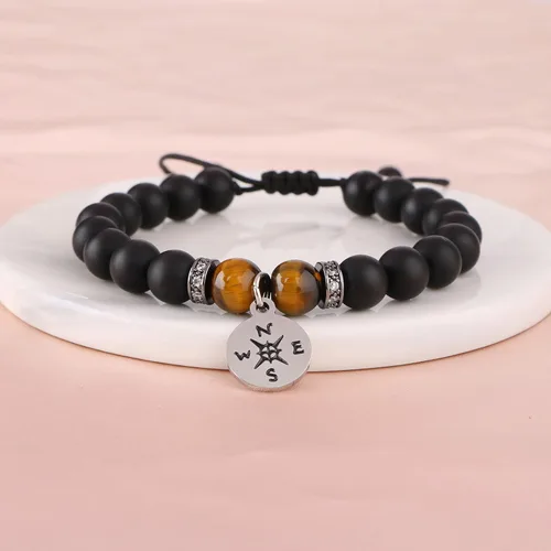 Miniatura 5 de Pulsera para hombre con diseño de ojo de tigre para hombre, novio, marido, papá, hijo, nieto, hermano, piedra natural, aniversario, Navidad