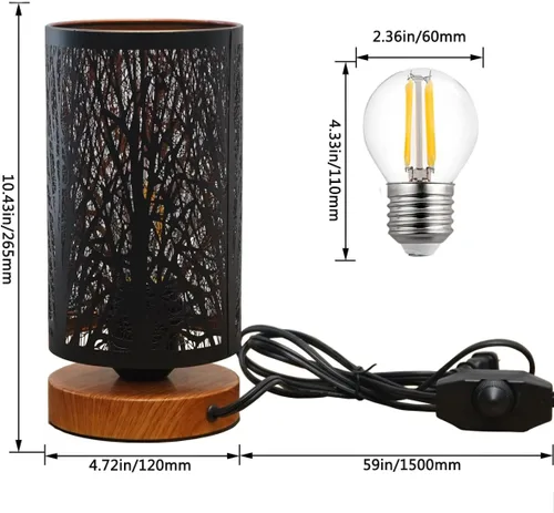 Miniatura 4 de Pequeñas lámparas de mesa industriales regulables, lámparas de noche para mesita de noche, lámpara de escritorio lateral de mesa auxiliar