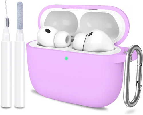 Miniatura 10 de Funda para AirPods Pro 3 con limpiador y protector de silicona suave con llavero para mujeres y hombres, funda para Apple AirPods Pro de 3ª Claro