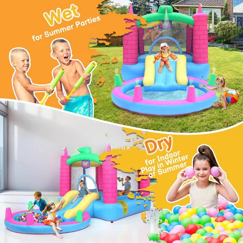Miniatura 6 de Ktaxon Casa inflable de rebote con soplador de aire de 350 W, castillo para niños saltando al aire libre para patio trasero, parque, jardín