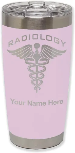 Miniatura 26 de LaserGram Vaso aislado al vacío de 20 onzas, radiología, grabado personalizado incluido (azul claro)