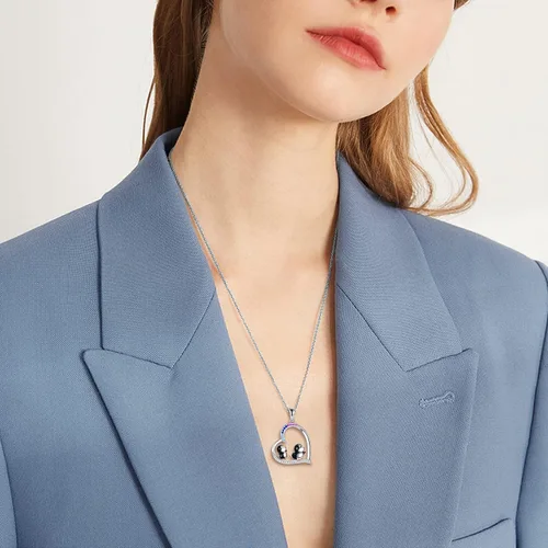 Miniatura 6 de YAFEINI Penguin Dog Gifts Sterling Silver Penguin Snowflake Necklace Heart Dog Pendant Jewelry for Women Girls Christmas Gifts