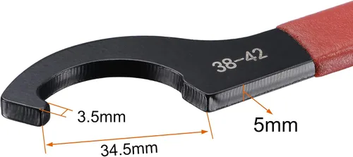 Miniatura 2 de uxcell Llave inglesa de gancho C portabrocas para tuerca redonda de 1.496-1.654 in, con mango antideslizante rojo