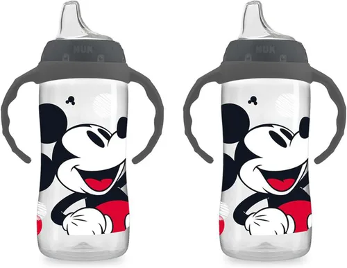 NUK Mickey Mouse - Vaso grande para aprendizaje de 10 onzas, paquete de 2 unidades, sin BPA, a prueba de derrames