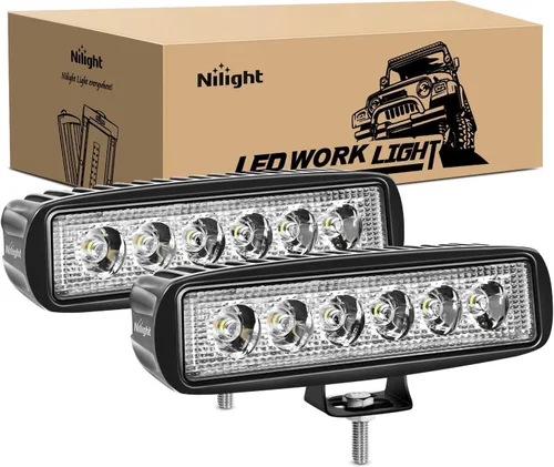Miniatura 14 de Nilight Barra de luz LED marina, 2 unidades, 18 W, blanco, 150°, haz de inundación, ponton, barco, cubierta, luces de muelle, IP67, impermeable