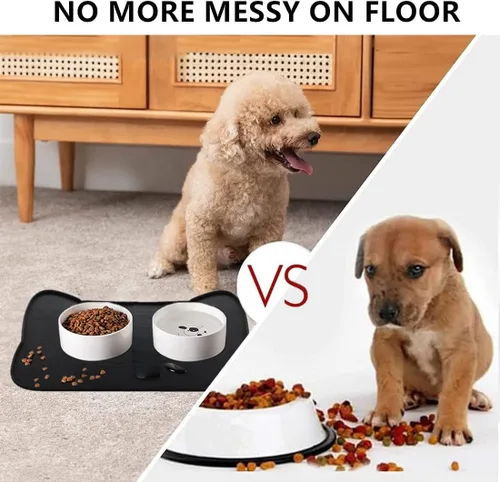 Miniatura 3 de IYYI Tapete de comida para gatos, tapete de silicona para comida de mascotas para el piso, tapete antideslizante impermeable para alimentación