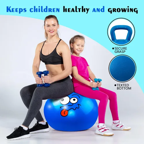 Miniatura 7 de Pelota Hopper, pelota saltarina con asas, juguetes Hoppity Hop de 20 pulgadas, juguetes para sentarse y rebotar para niños y niñas Sonrisa azul