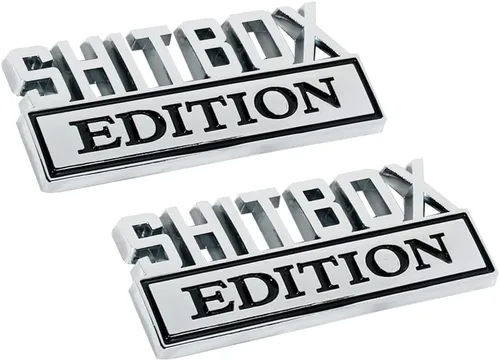 Miniatura 3 de Paquete de 2 Emblemas Edición Shitbox, Adhesivo 3D para Coche, Emblema Personalizado 3D, Adhesivo para Guardabarros, Placa de Identificación 3D