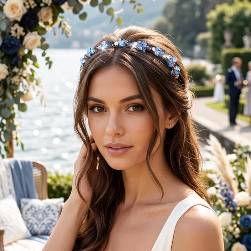 Miniatura 2 de Urieo Diadema de cristal con gemas azules, accesorio para el cabello de diamantes de imitación para mujer